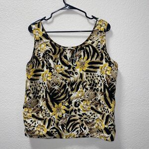 Jordan 90s Y2K Reversible Sleeveless Boat Neck Top Animal Print Floral Large